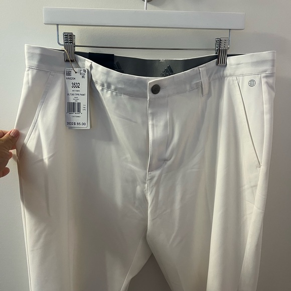 Men’s Adidas White Golf Trousers NWT Size 35x32 (Rise 15/L 32) - [#1/RSB - Picture 9 of 10